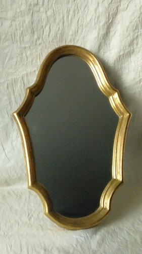 MIROIR EN RESINE EFFET BOIS DORE STYLE LOUIS XV N2*