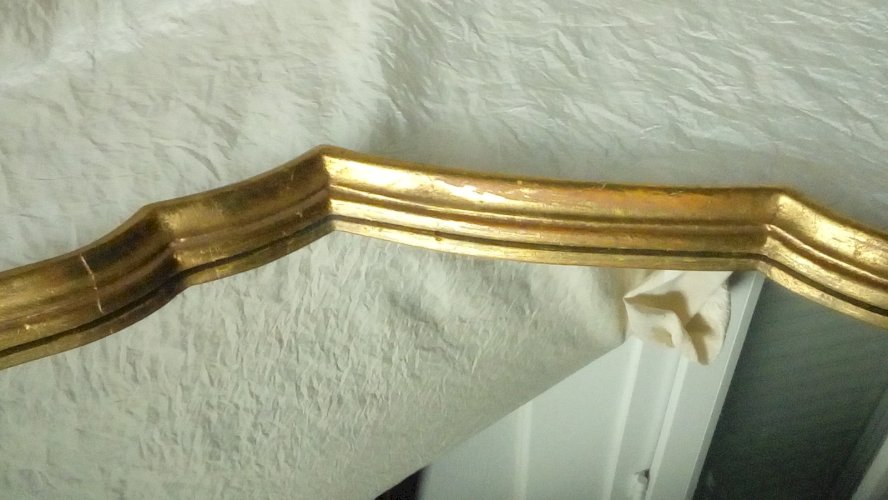 MIROIR EN RESINE EFFET BOIS DORE STYLE LOUIS XV N2*