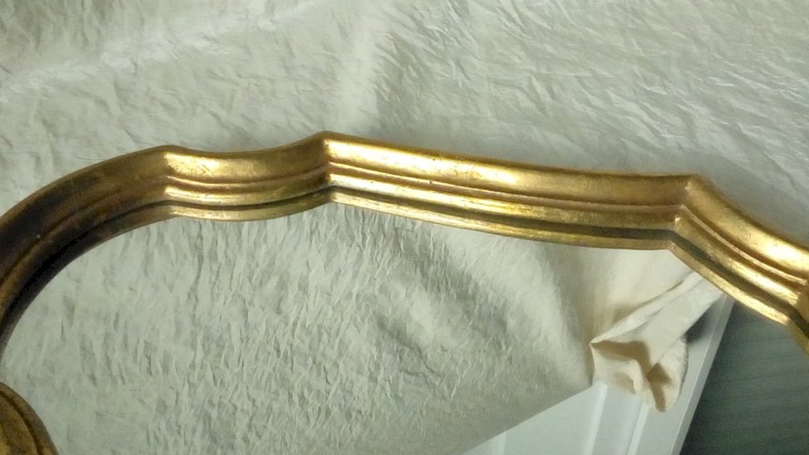 MIROIR EN RESINE EFFET BOIS DORE STYLE LOUIS XV N2*