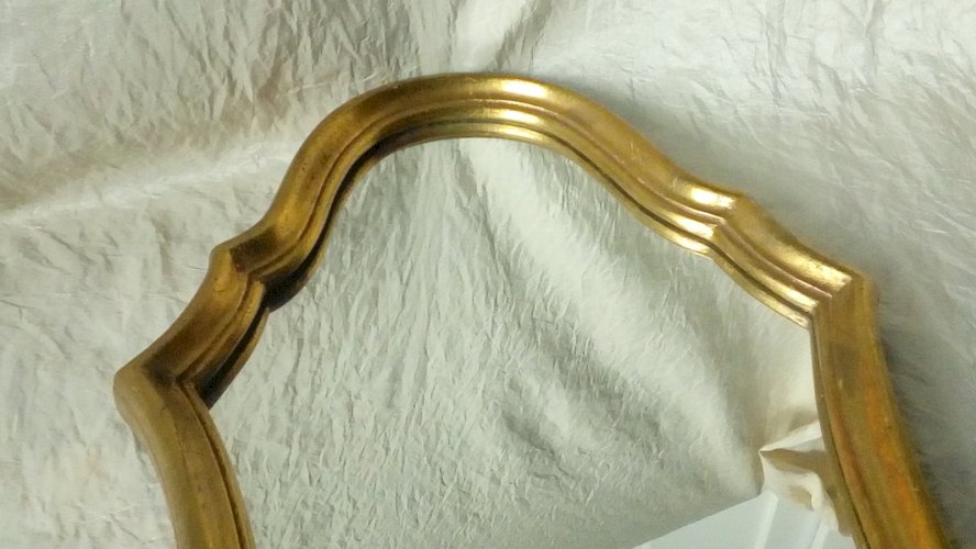 MIROIR EN RESINE EFFET BOIS DORE STYLE LOUIS XV N2*