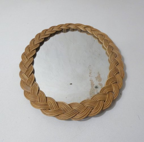 Miroir en rotin tressé vintage