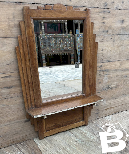 Miroir - étagère art déco en teck birman