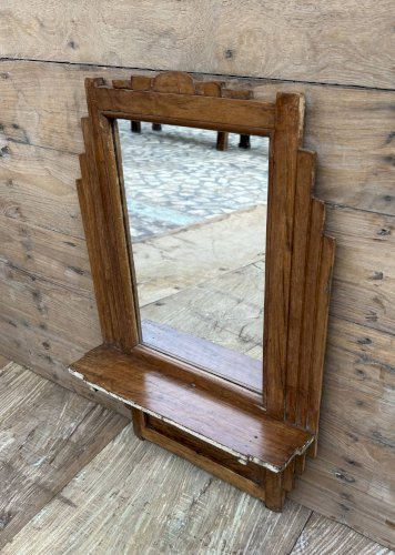 Miroir - étagère art déco en teck birman