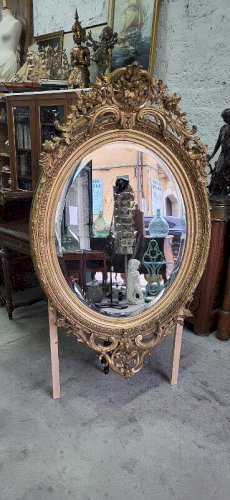MIROIR MEDAILLON DORE DU XIX ème SIECLE