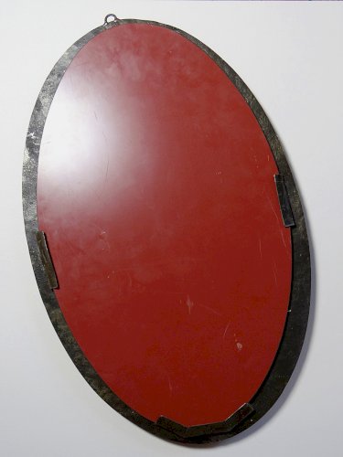 Miroir mural ovale vintage années 60 fer forgé et battu brutaliste chaine