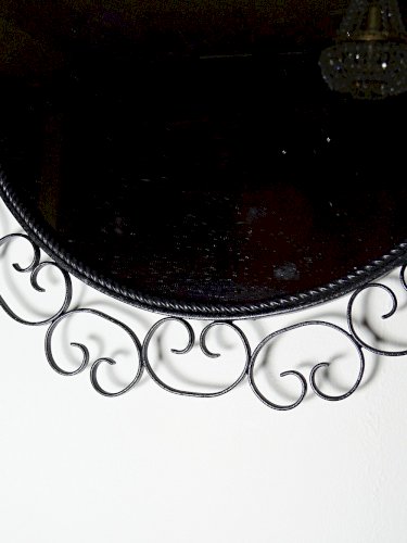Miroir mural rond vintage années 60-70 fer forgé arabesques