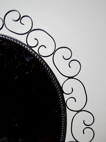 Miroir mural rond vintage années 60-70 fer forgé arabesques
