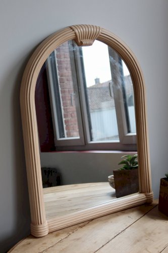 Miroir mural rose poudré arche - Style Art déco - Cadre mouluré