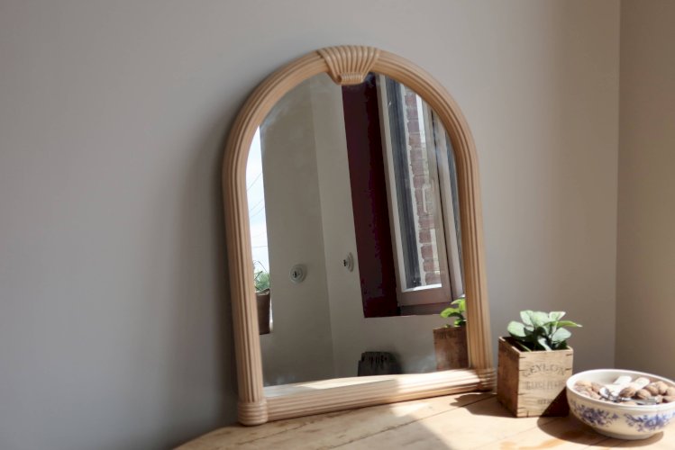 Miroir mural rose poudré arche - Style Art déco - Cadre mouluré