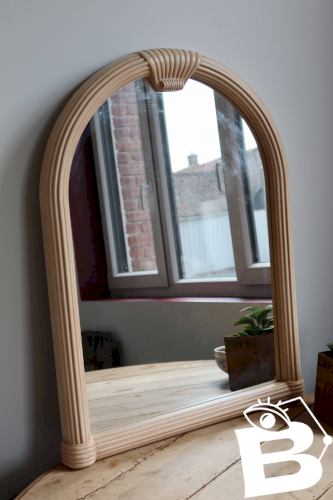 Miroir mural rose poudré arche - Style Art déco - Cadre mouluré