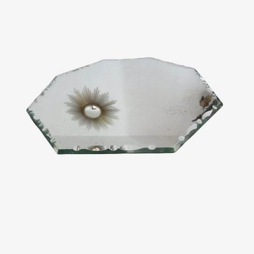 MIROIR OCTOGONAL BISEAUTE SAINT GOBAIN  NOVA  LYON ART DECO ANNEES 40 50 