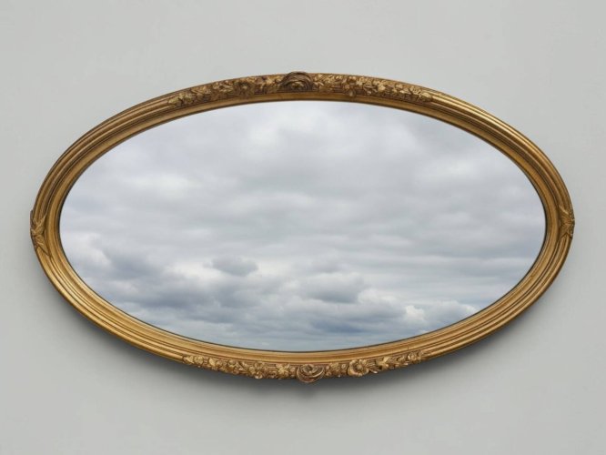 Miroir ovale en bois doré, style Louis XVI
