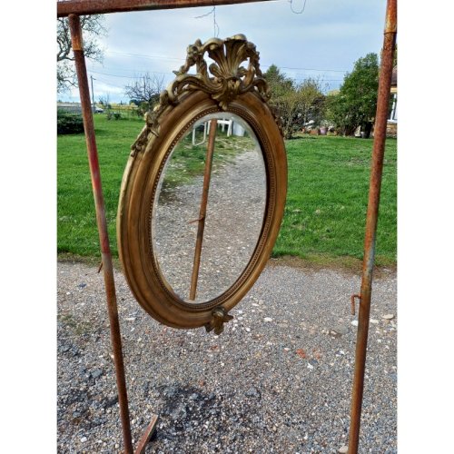 Miroir Ovale en Bois et Stuk doré 19 éme