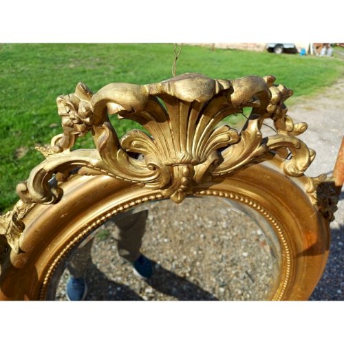 Miroir Ovale en Bois et Stuk doré 19 éme