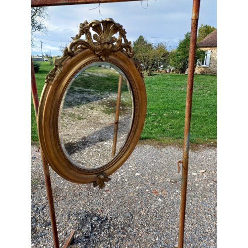Miroir Ovale en Bois et Stuk doré 19 éme