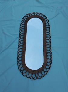 Oval rattan mirror