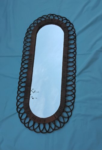 Miroir ovale en rotin