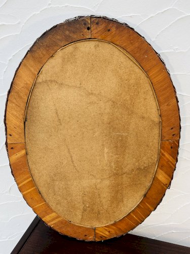 Miroir ovale vintage en osier tressé années 60