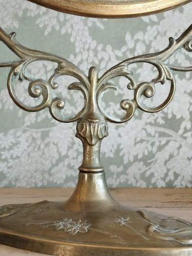 Miroir psyché ancien en laiton / bronze – style Napoléon III / Art nouveau