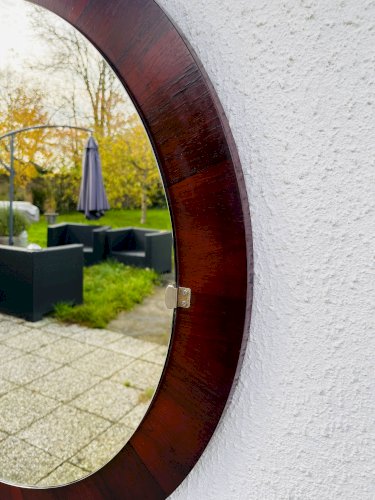 Miroir rond en palissandre