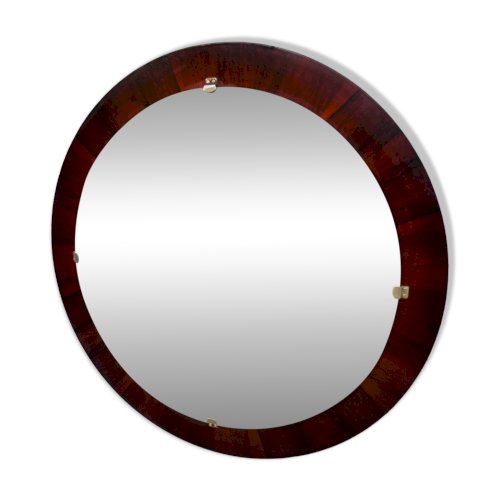 Miroir rond en palissandre