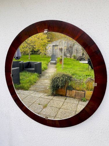 Miroir rond en palissandre