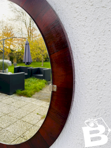 Miroir rond en palissandre