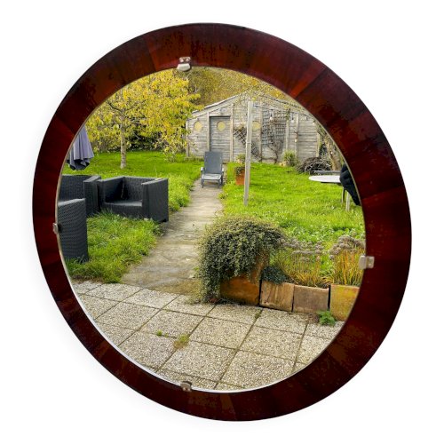 Miroir rond en palissandre