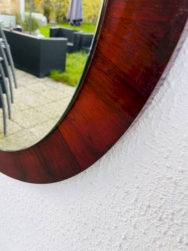 Miroir rond en palissandre