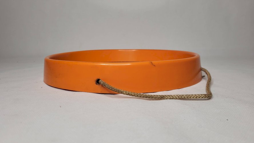 Miroir rond vintage années 70 / plastique orange
