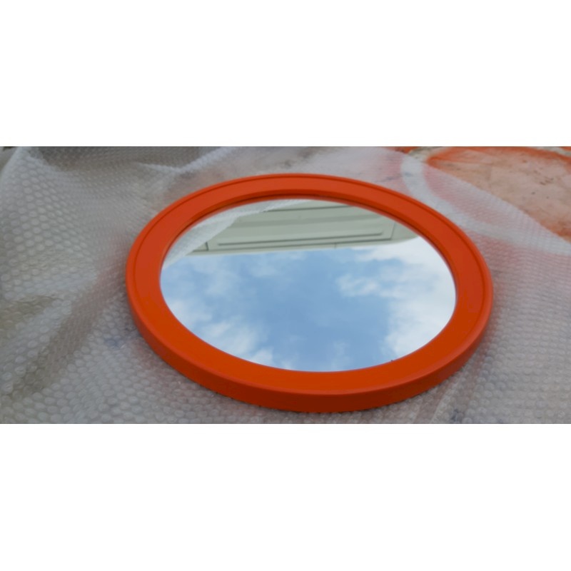 Space Age Miroir de table vintage Orange/Rouge Bakélite