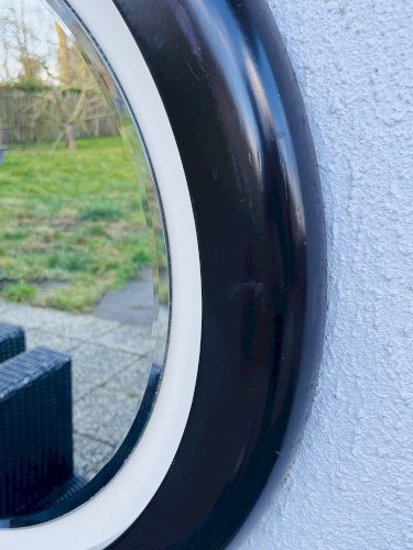 Miroir rond vintage en résine brune – design moderniste années 70