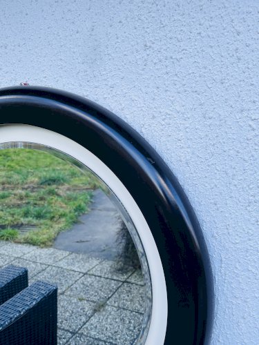 Miroir rond vintage en résine brune – design moderniste années 70