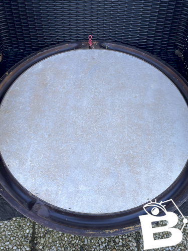 Miroir rond vintage en résine brune – design moderniste années 70