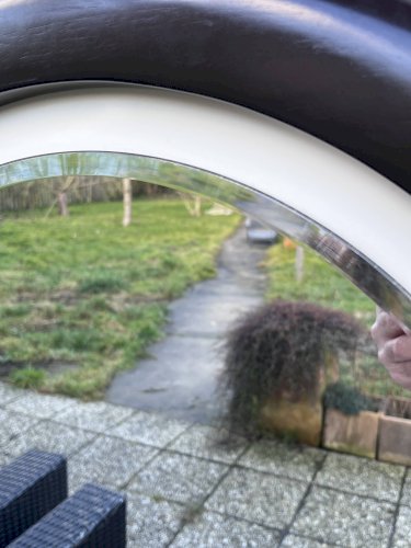 Miroir rond vintage en résine brune – design moderniste années 70
