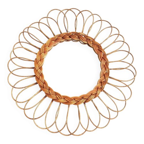 Miroir rotin soleil vintage