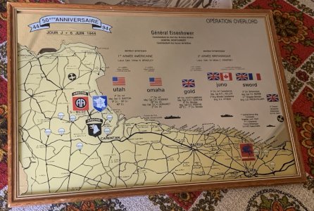miroir sérigraphié carte opération overlord Eisenhower airborne  6 juin 1944