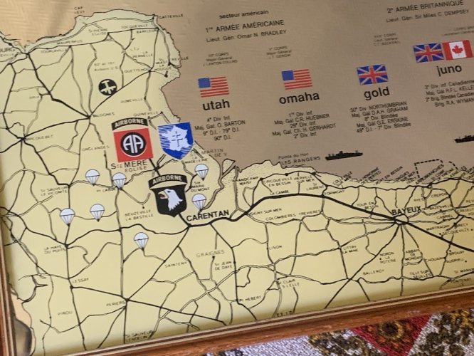 miroir sérigraphié carte opération overlord Eisenhower airborne  6 juin 1944