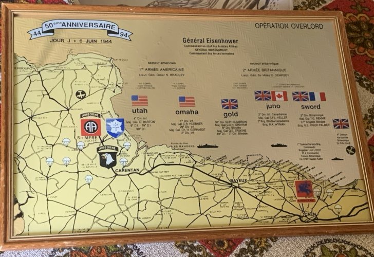 miroir sérigraphié carte opération overlord Eisenhower airborne  6 juin 1944