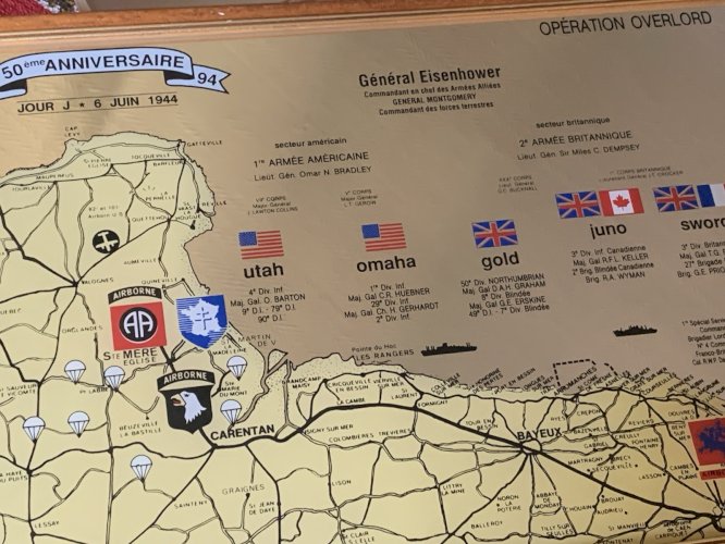 miroir sérigraphié carte opération overlord Eisenhower airborne  6 juin 1944