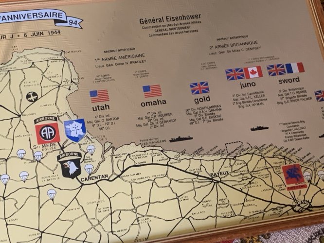 miroir sérigraphié carte opération overlord Eisenhower airborne  6 juin 1944
