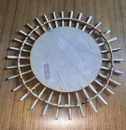 Miroir Soleil en Rotin Vintage  années 60-70 Déco Design