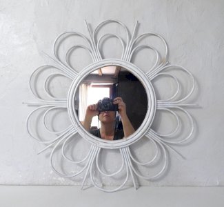 Miroir soleil en rotin vintage