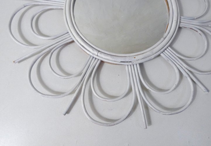 Miroir soleil en rotin vintage