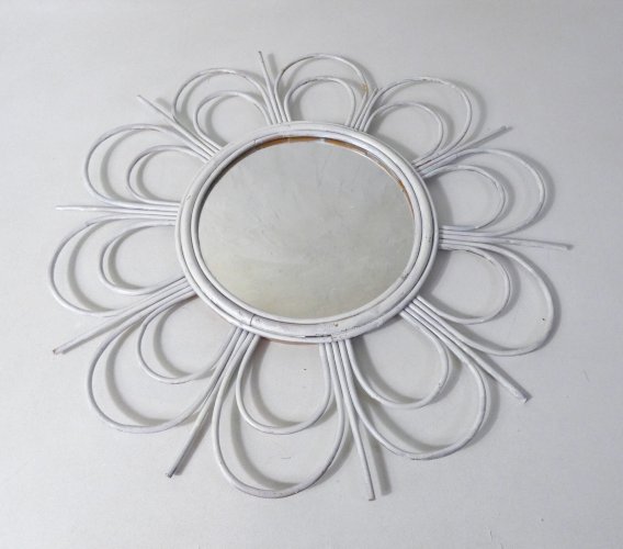 Miroir soleil en rotin vintage