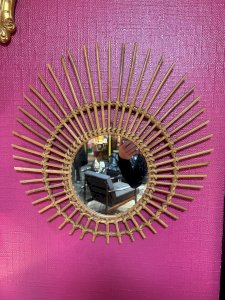 rattan sun mirror