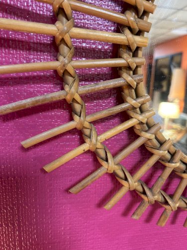 miroir soleil en rotin