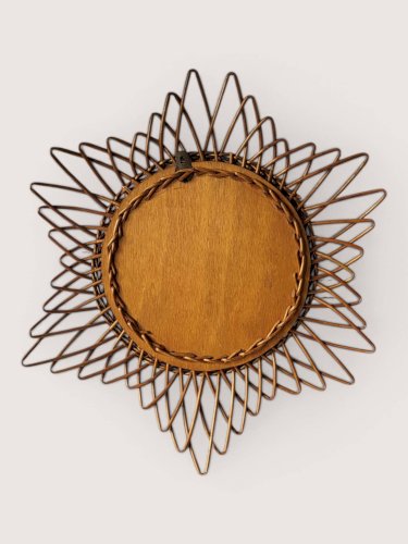 Miroir soleil en rotin