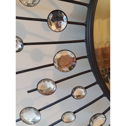 Miroir Soleil Fer Miroir Bisauté et Cabochons Diamants