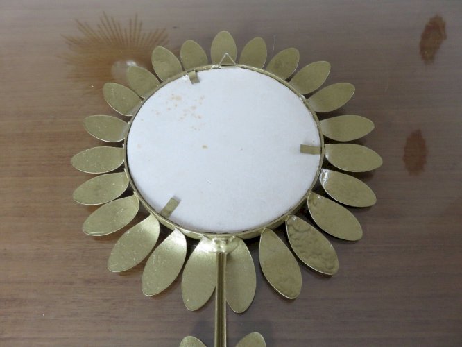 MIROIR SOLEIL FLEUR  OEIL DE SORCIERE  EN METAL DORE ANNEES 60 70 VINTAGE
